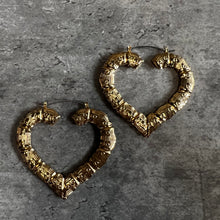 Load image into Gallery viewer, Bamboo heart hoops
