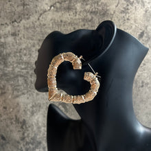 Load image into Gallery viewer, Bamboo heart hoops
