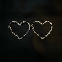 Load image into Gallery viewer, Barbwire heart hoops
