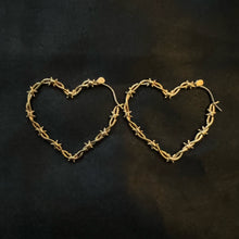 Load image into Gallery viewer, Barbwire heart hoops
